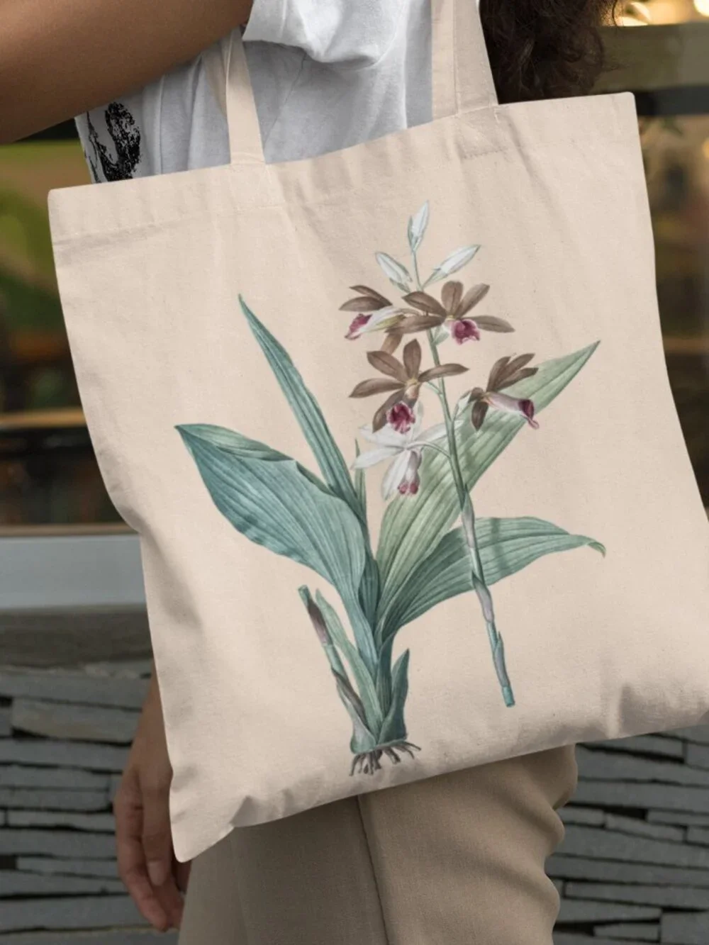 Tankerville's Limodorum Vintage Floral Print Graphic Canvas Tote Bag